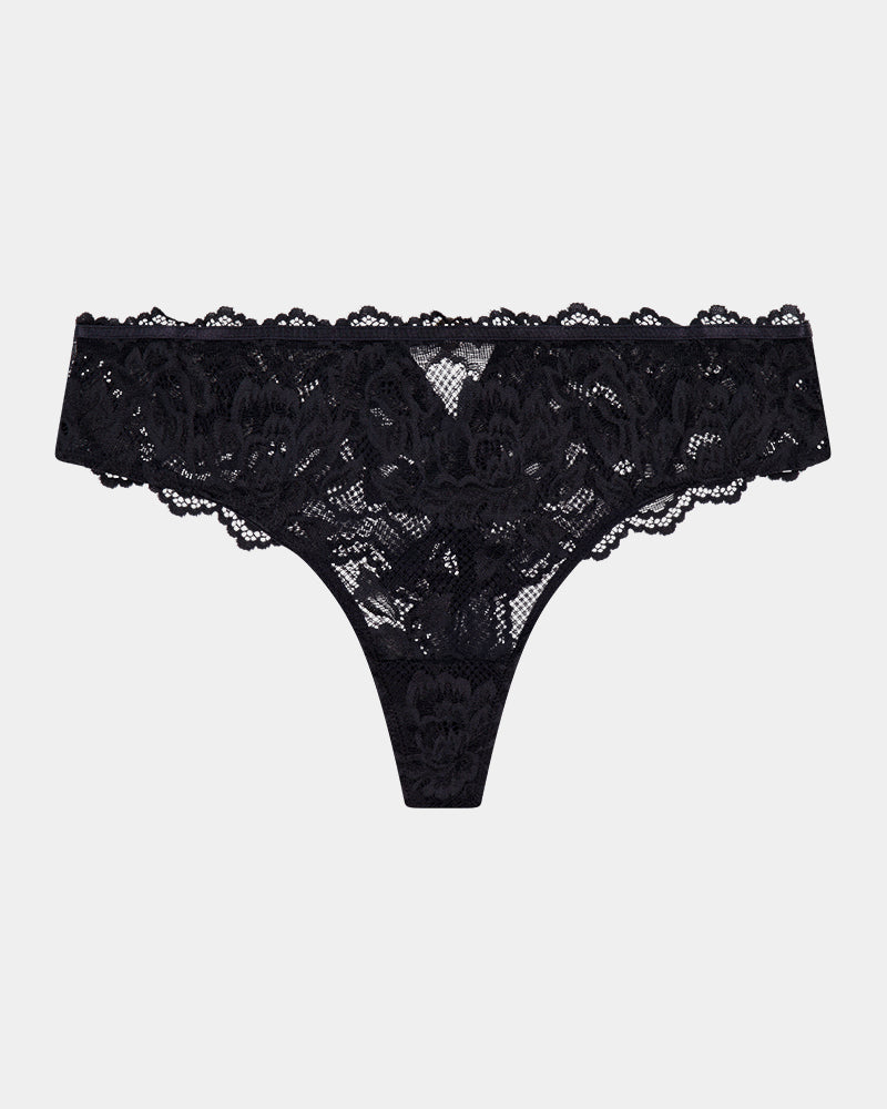 Addison Thong in BLACK. Flat lay front view