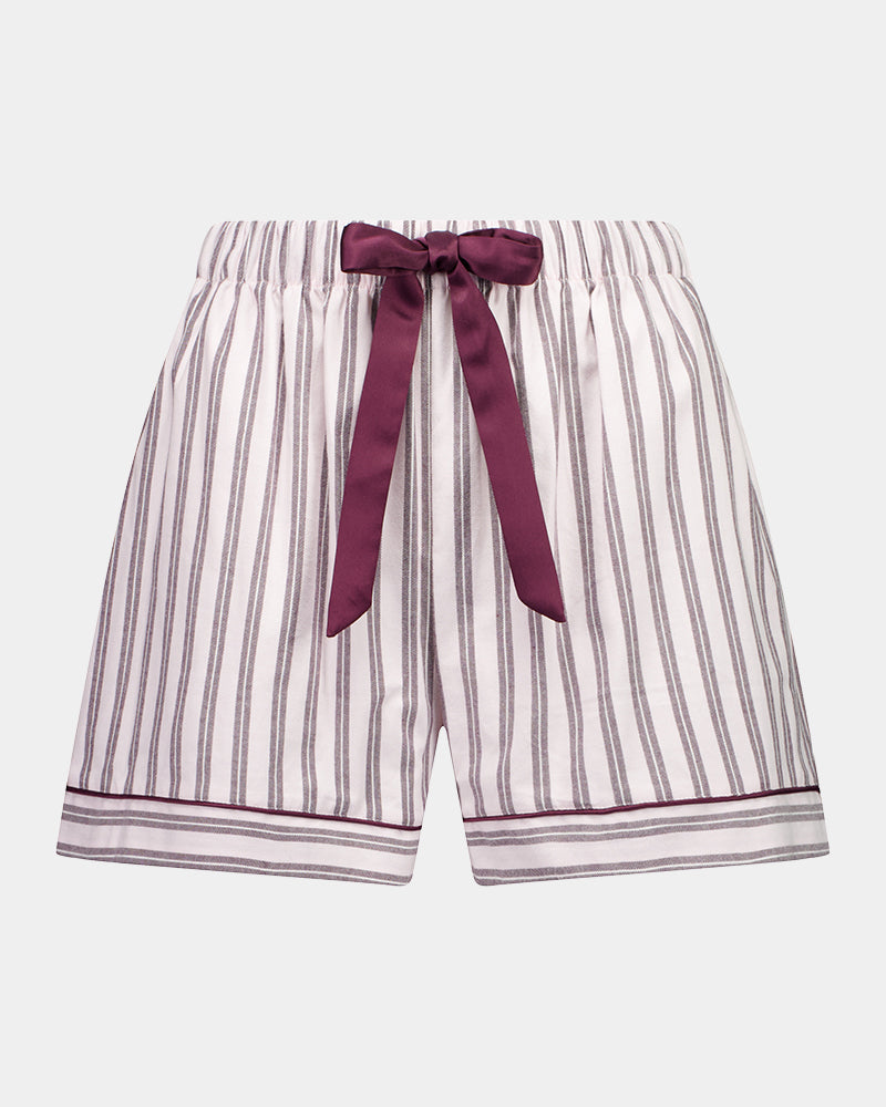 Cosy Flannel Short Pj in PINK-A-BOO. Flat lay front view