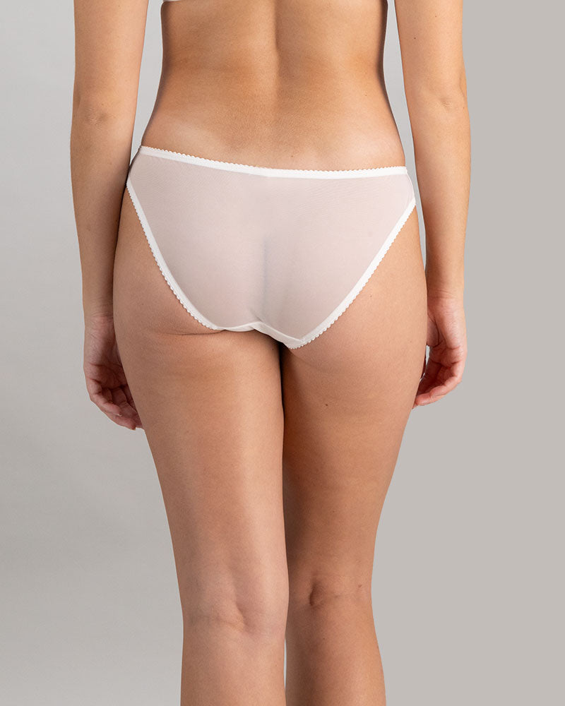 Model wears Sofia Bikini in BRIGHT WHITE. On body back view