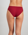 Model wears No Show Bikini in BIKING RED. On body back view