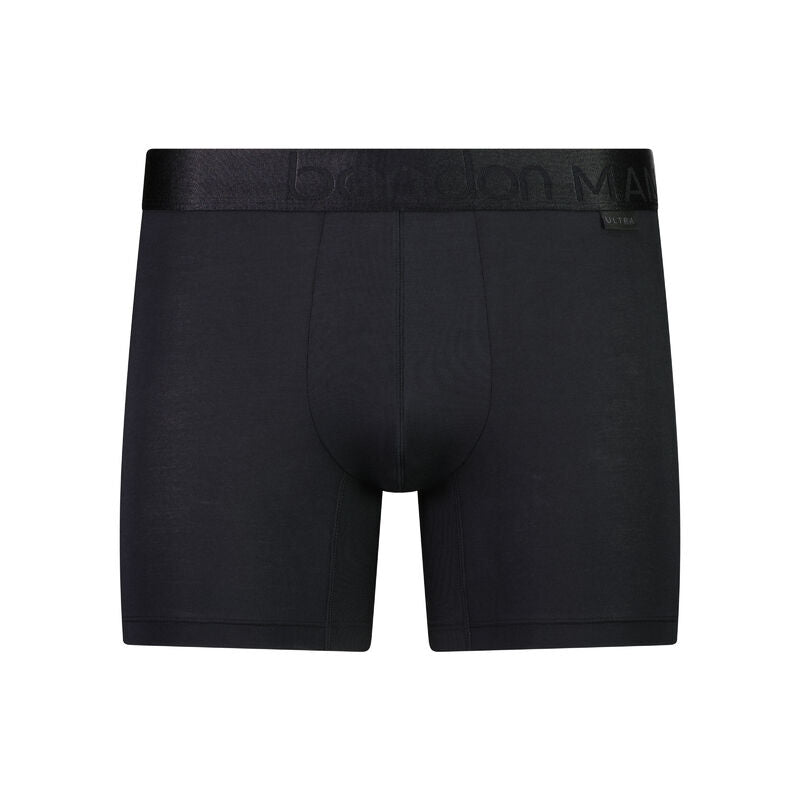 Bamboo Mens Trunk in BLACK. Flat lay front view