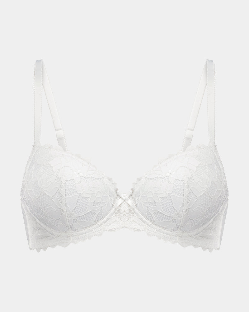 Alice Contour Bra in WHITE. Flat lay front view