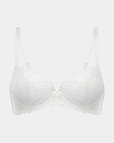 Alice Contour Bra in WHITE. Flat lay front view