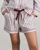 Model wears Cosy Flannel Short Pj in PINK-A-BOO. On body front view