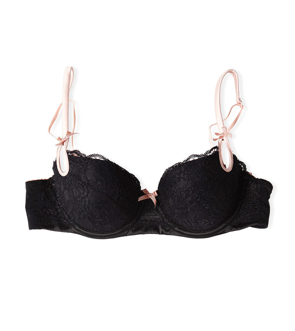 Zoe Contour Bra in JET/CAMEO ROSE. Flat lay front view