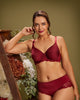 Lace Perfect Contour Bra in BIKING RED. Feature shot