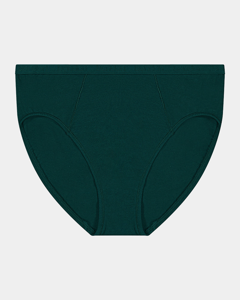 Body Cotton High Cut Brief in RAIN FOREST. Flat lay front view