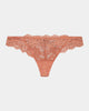 My Fit Lace Thong in CINNAMON. Flat lay front view