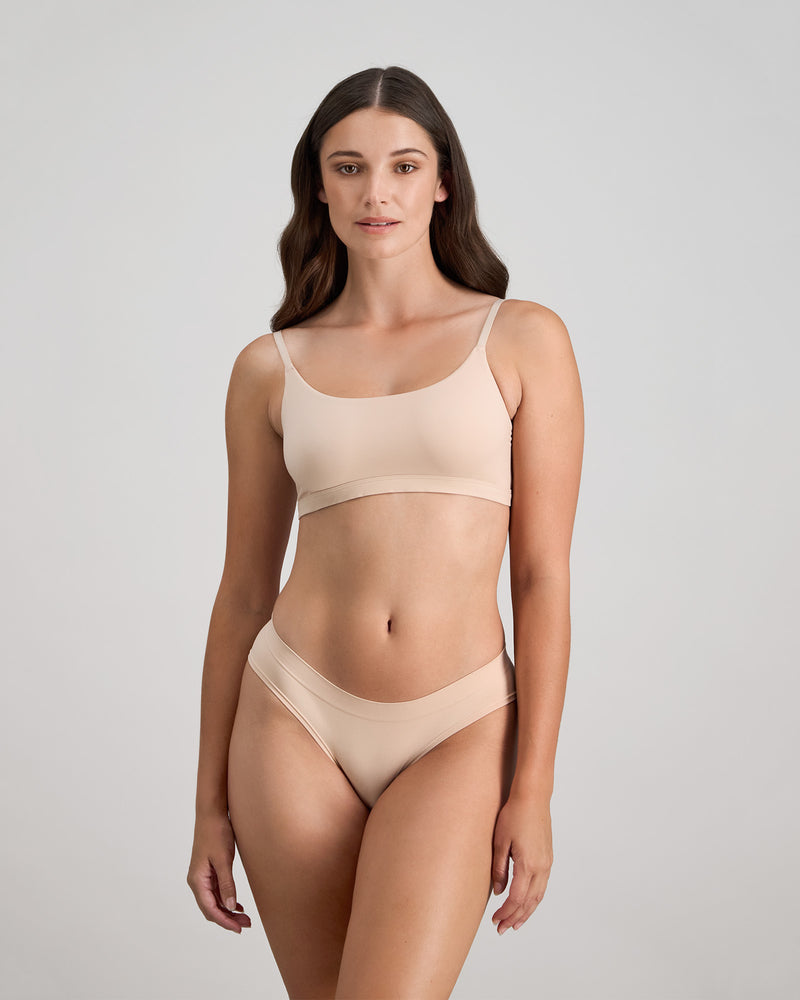 Extra-Ordinary Crop Top in LATTE. Flat lay back view