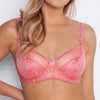 Model wears Damask Underwire Bra in TEA ROSE. On body front view