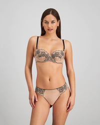 Everlasting Love Contour Bra in CAMEO ROSE / BLACK. Flat lay back view