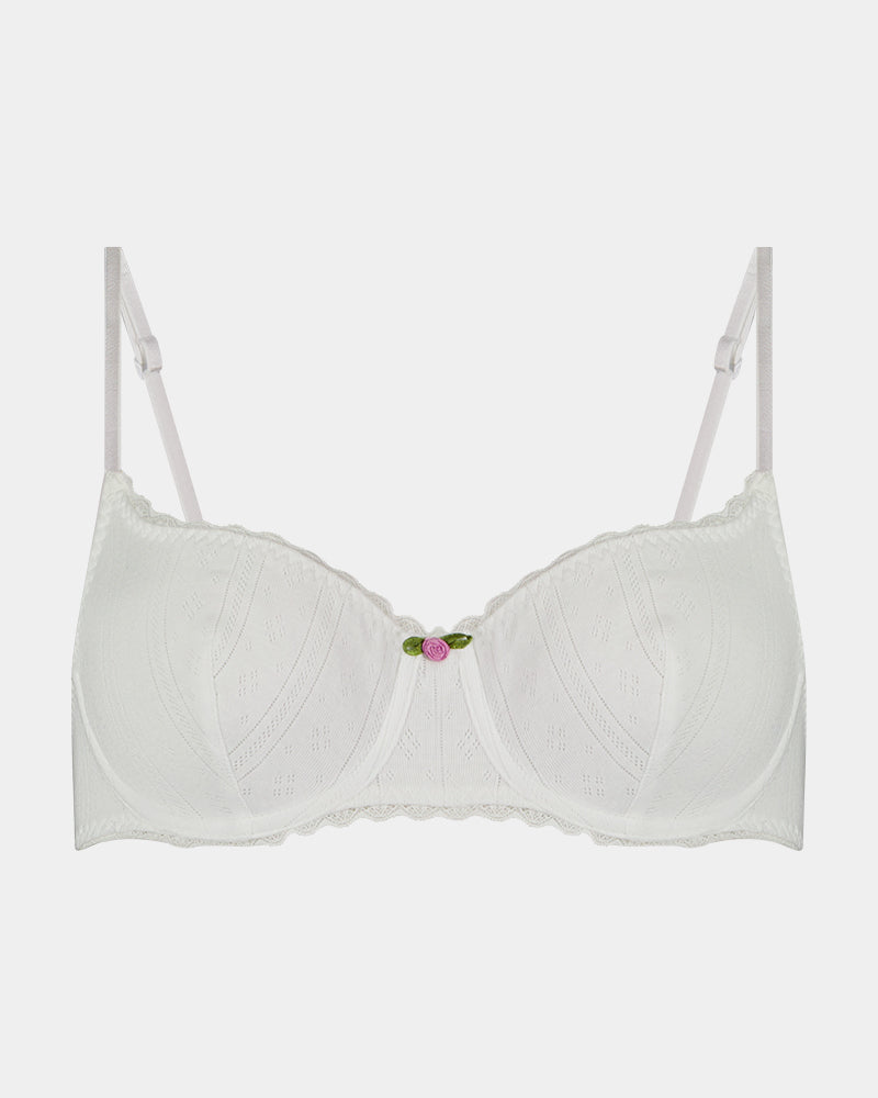 Body Cocoon Underwire Bra in WHITE. Flat lay front view