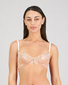 Model wears Eros Underwire Bra in SUGAR. On body side view