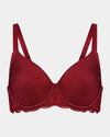 Lace Perfect Contour Bra in BIKING RED. Flat lay front view