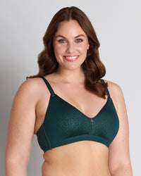 Model wears Perfectly Considered Wire Free Bra in PONDEROSA PINE. On body side view