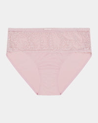 Graceful Lace High Cut Brief in PALE LILAC. Flat lay front view