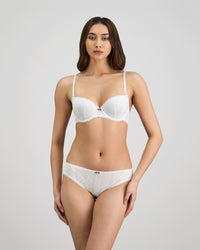 Body Cocoon Contour Bra in WHITE. Flat lay back view