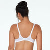 Model wears Active Contour Bra in WHITE. On body back view