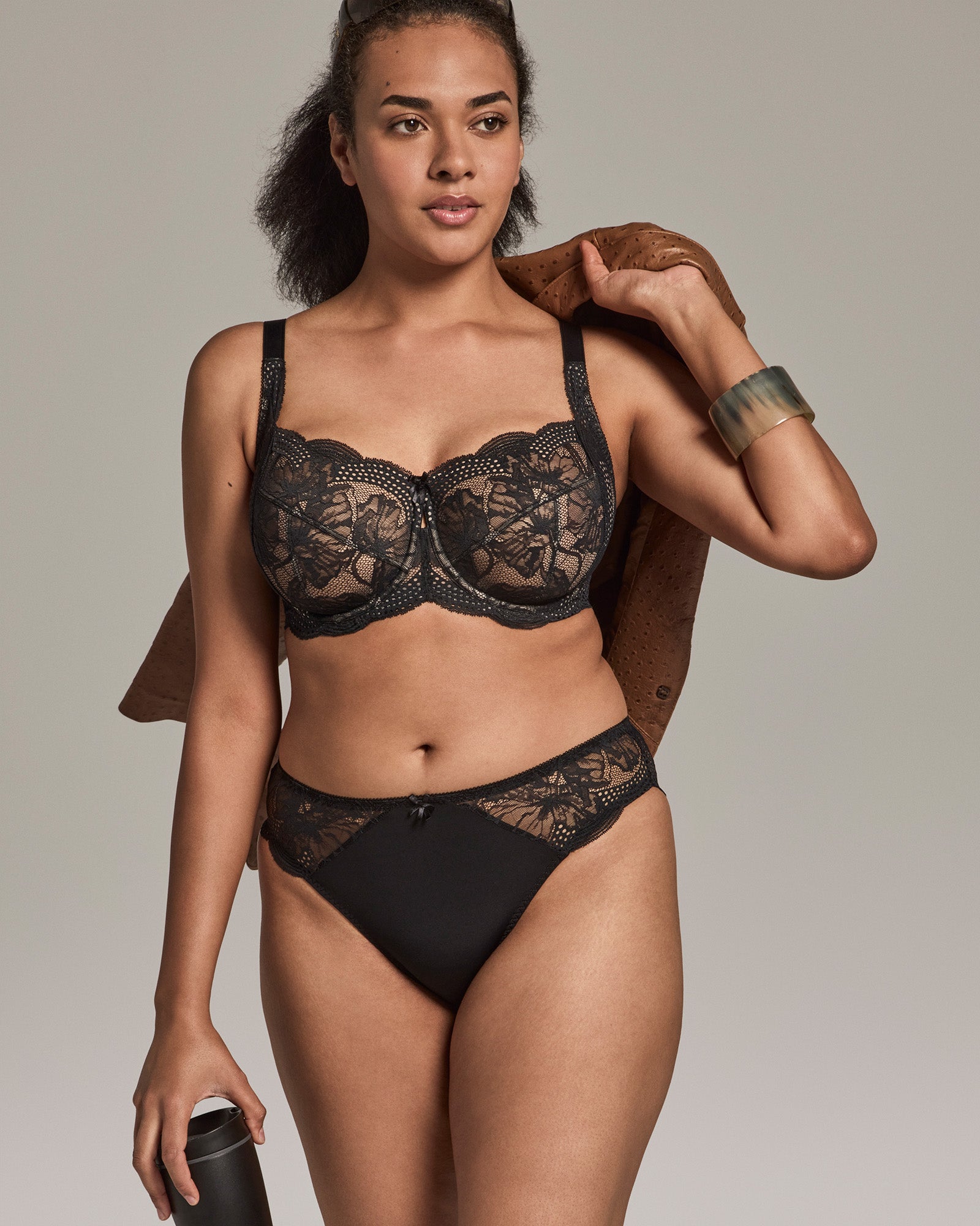 Aria High Cut Brief in BLACK. Feature shot