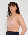 Model wears Power Underwire Bra in LATTE. On body side view