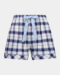 Cosy Flannel Short Pj in NAVY BLAZER. Flat lay front view