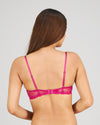 Model wears Eva Jean Underwire Bra in FANTASY FUCHSIA. On body back view