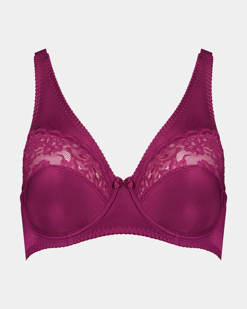 Classic Underwire Underwire Bra in BEAUJOLAIS. Flat lay front view