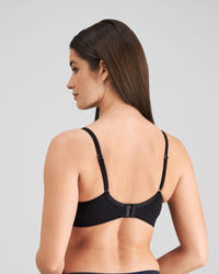 Model wears Bendon Body Contour Bra in BLACK. On body back view