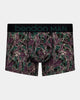 Retros Print Mens Trunk in PLUM MORRIS PRINT. Flat lay front view