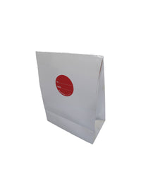 Metallic Gift Bag Shopper Bag in Silver. Flat lay front view