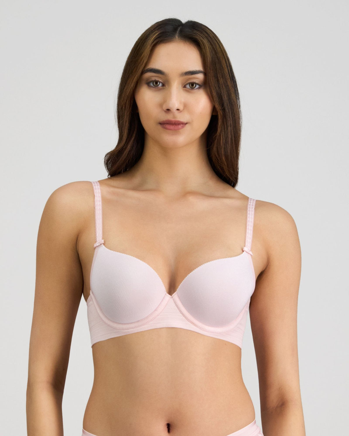 Model wears Bendon Body Contour Bra in PALE LILAC. On body front view