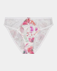 Hypnotise High Cut Brief in WATERCOLOUR PRINT. Flat lay front view