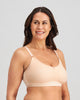 Model wears Bendon Restore Mastectomy Bra in LATTE. On body side view