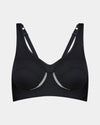Bendon Sports Underwire Bra in BLACK. Flat lay front view