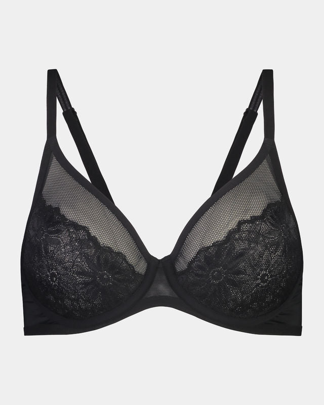 Light Touch Underwire Bra in BLACK. Flat lay front view