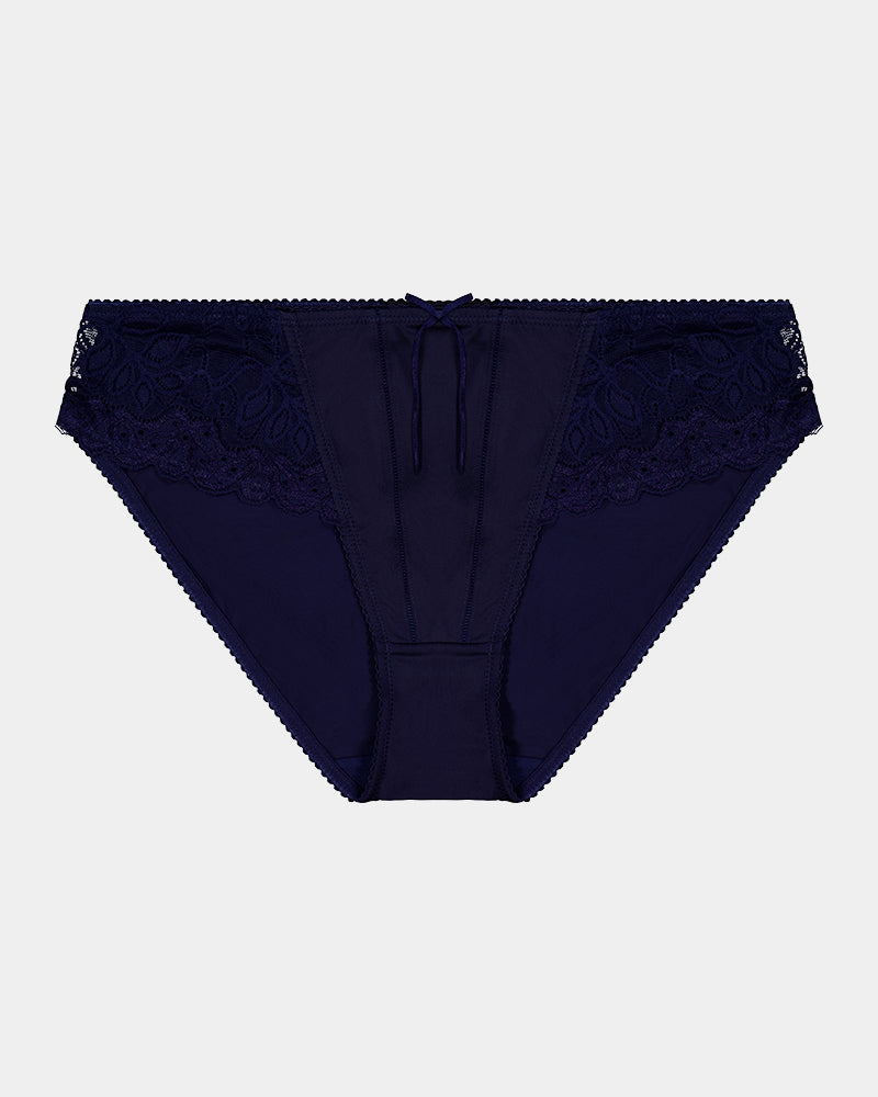 Juliette Bikini in Medieval Blue. Flat lay front view