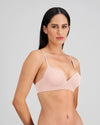 Model wears Simply Seamless Contour Bra in SILVER PINK. On body side view