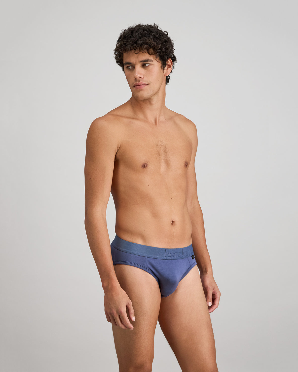 Bamboo Mens Brief in VINTAGE INDIGO. Flat lay back view