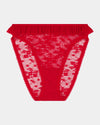 Tinsel Tease High Cut Brief in SALSA. Flat lay front view