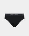 Cotton Texture Mens Brief in BLACK. Flat lay front view