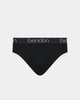 Cotton Texture Mens Brief in BLACK. Flat lay front view