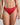 Model wears Adoration Thong in SALSA. On body front view