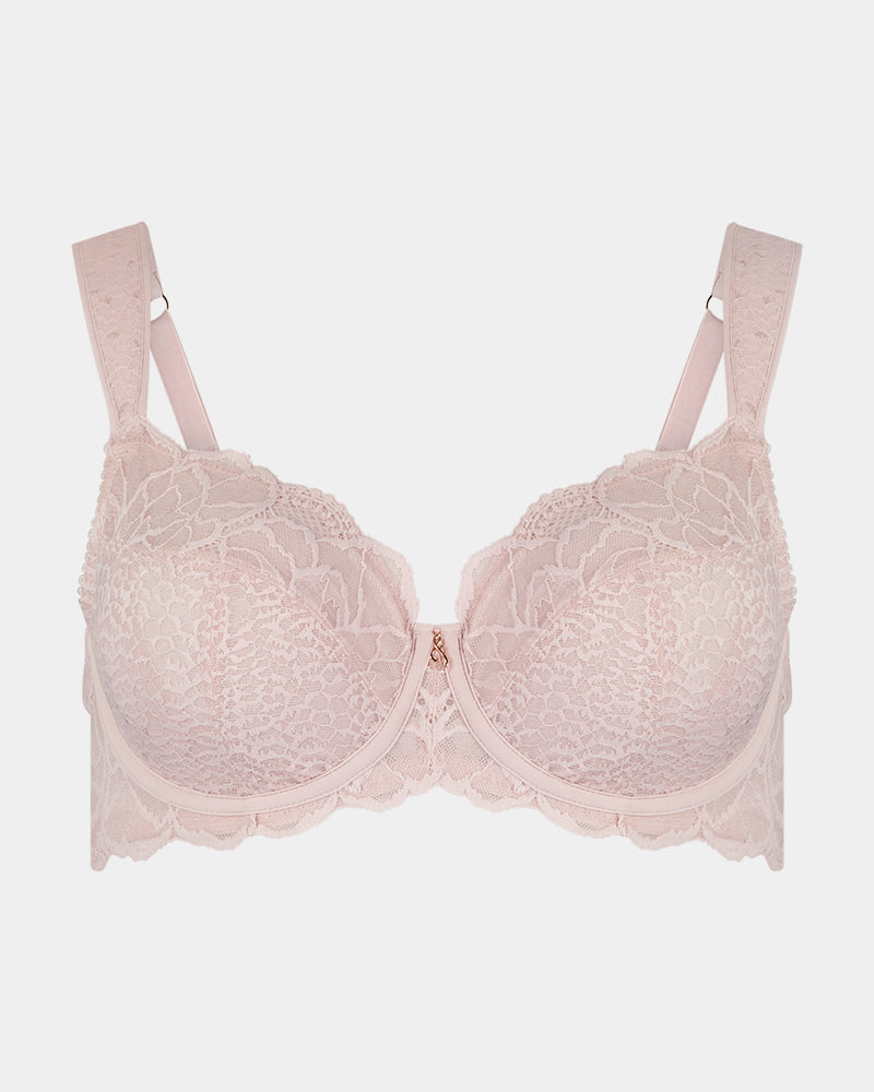 Midnight Express Underwire Bra in PALE LILAC. Flat lay front view
