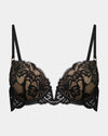 Skylar Push Up Bra in BLACK. Flat lay front view