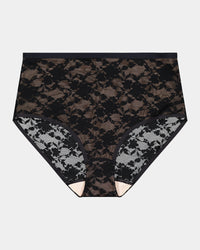 Lace Sculpt Full Brief in BLACK. Flat lay front view