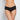 Model wears Lace Trim Brazilian in BLACK. On body front view