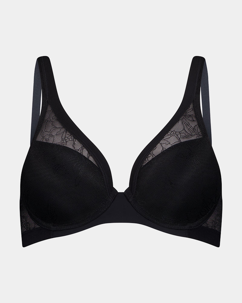 Bendon Whisper Contour Bra in BLACK. Flat lay front view