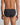 Model wears Cotton Stretch Mens Brief in BLACK PINSTRIPE. On body back view