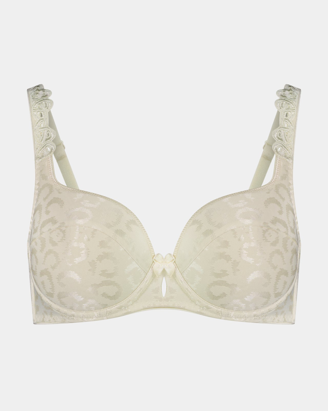 Damask Contour Bra in CHAMPAGNE. Flat lay front view