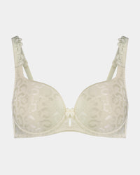 Damask Contour Bra in CHAMPAGNE. Flat lay front view